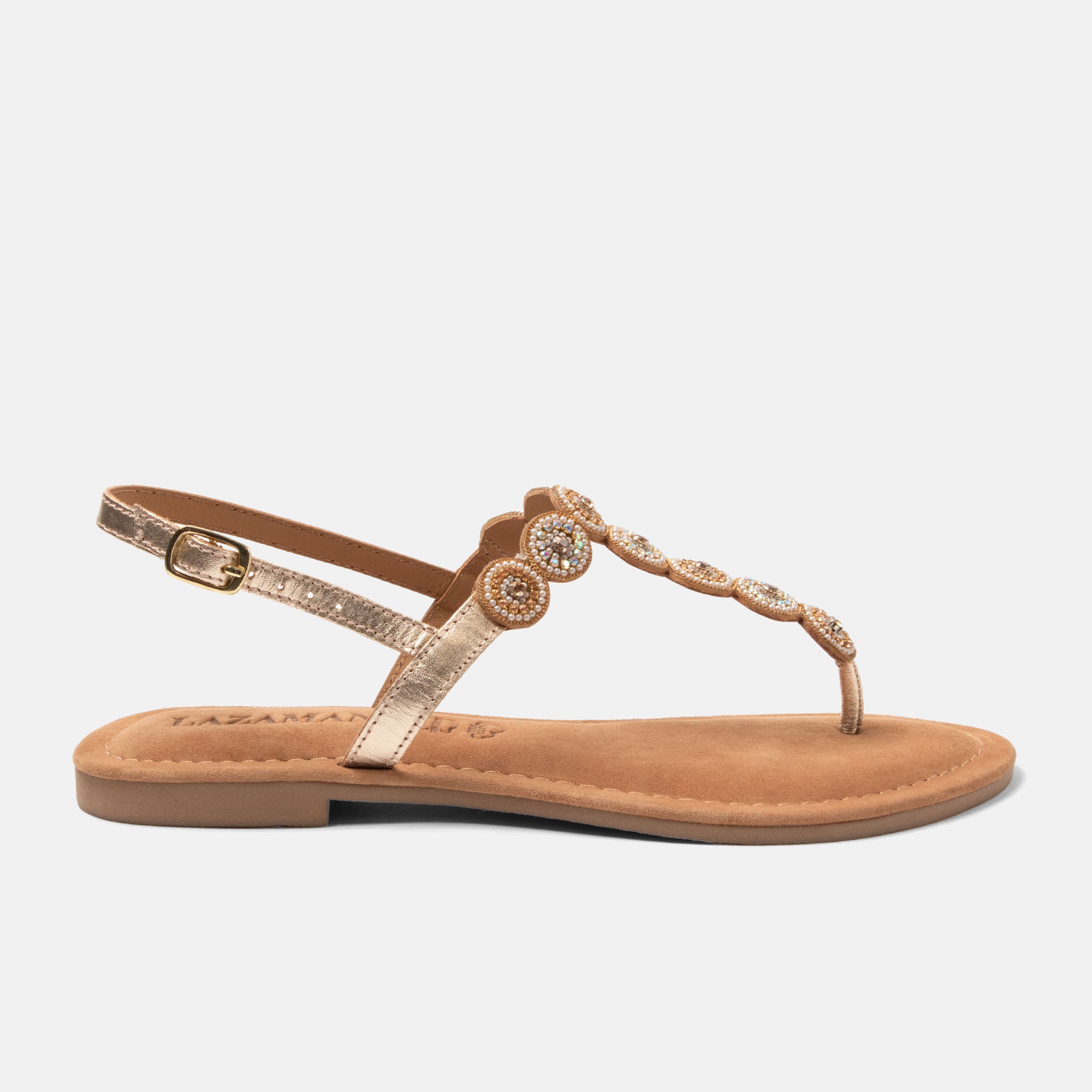 lazamani-luz-damen-leder-sandalen-gold-cognac image 1