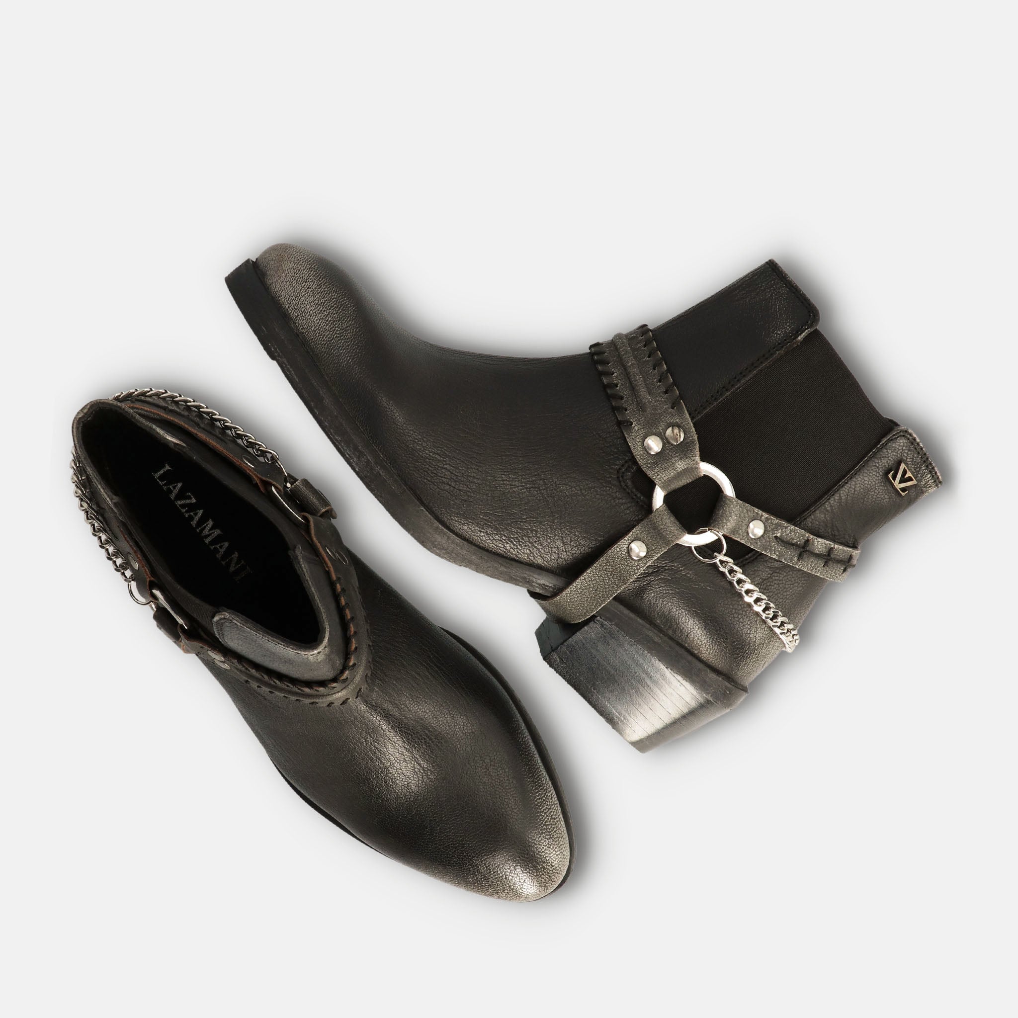 lazamani-emmi-damen-leder-stiefeletten-pewter image 5
