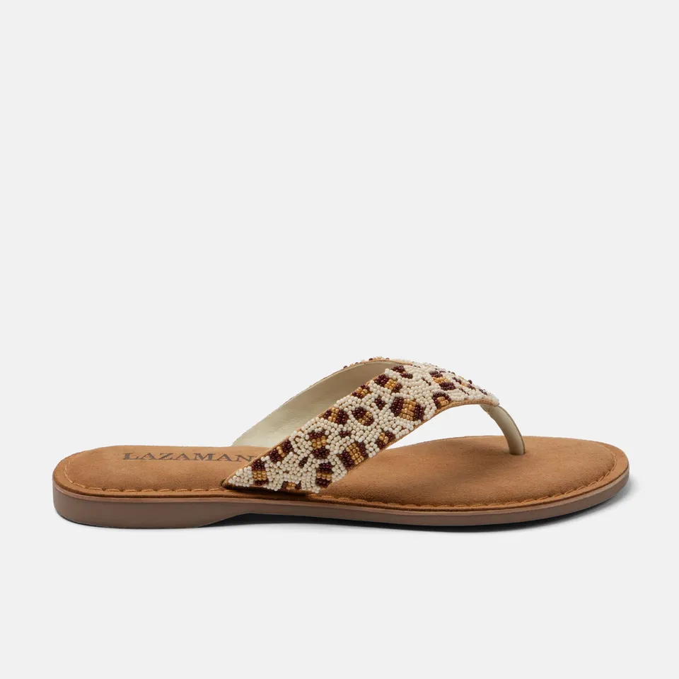 lazamani-ebba-damen-leder-zehentrenner-offwhite-mit-perlen image 1