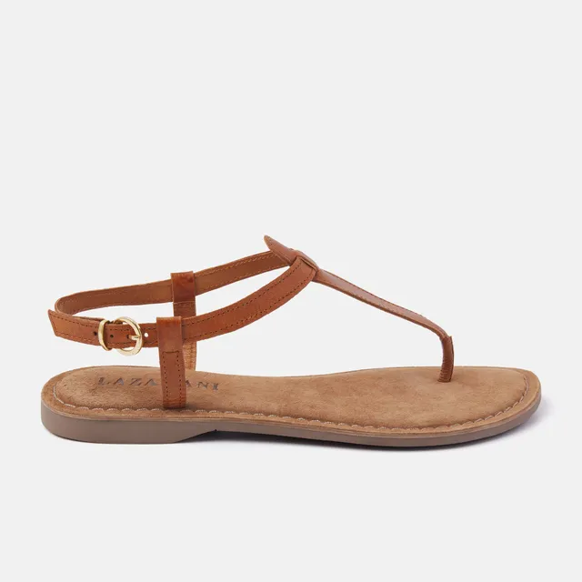 lazamani-iris-damen-ledersandalen-tan-mit-schnalle image 1