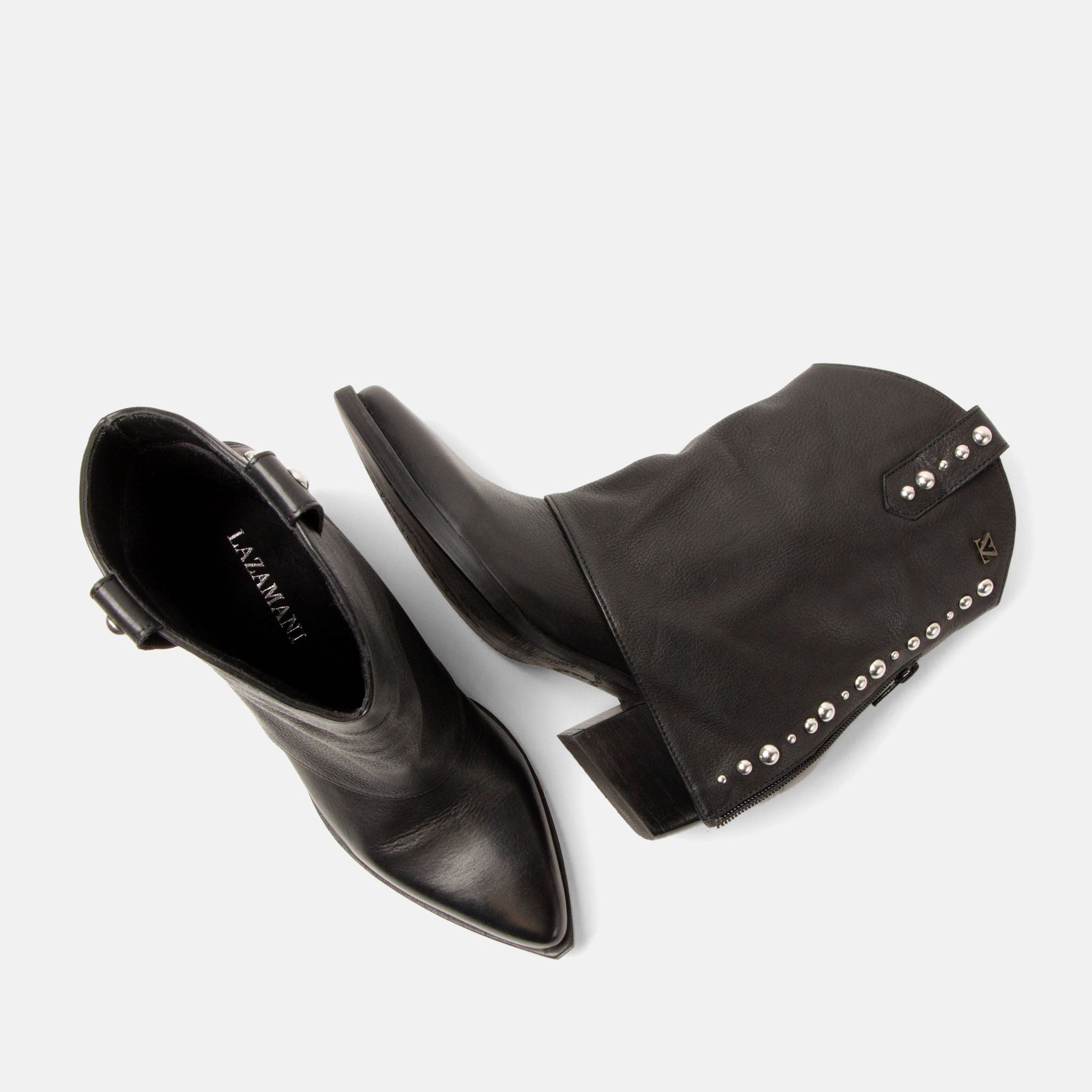 lazamani-yara-damen-leder-stiefeletten-black-nieten image 5