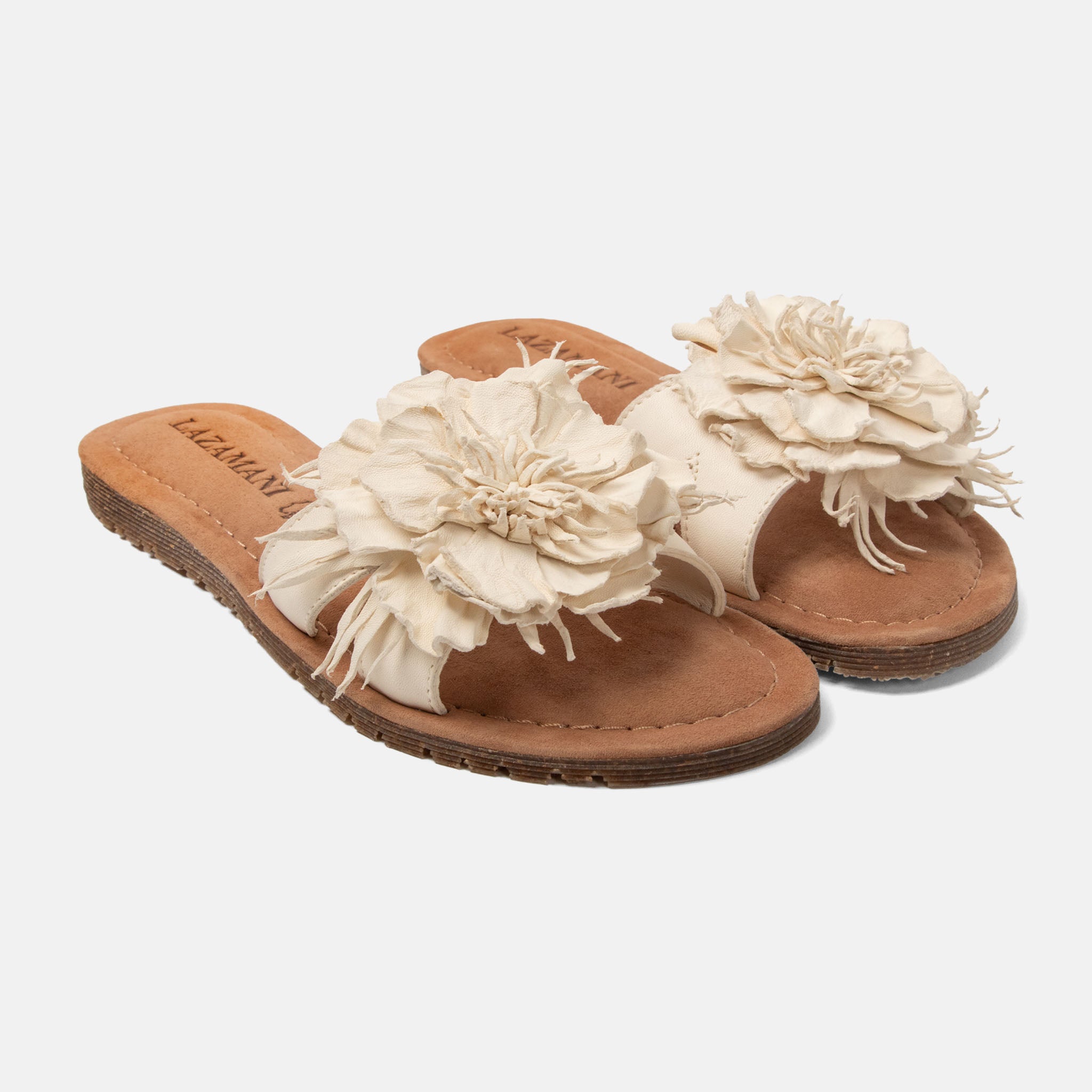 lazamani-zinnia-damen-leder-pantoletten-offwhite image 2