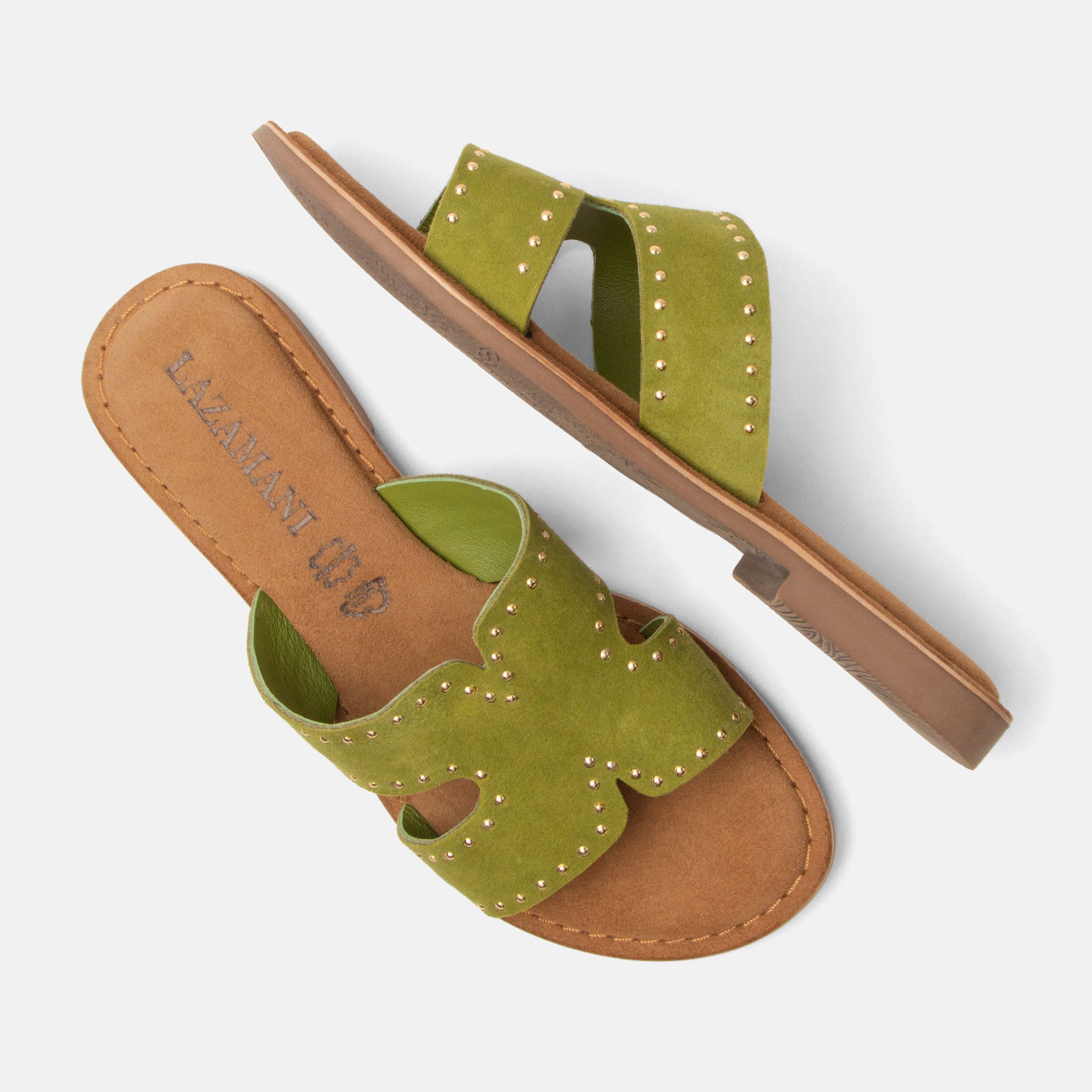 lazamani-lina-damen-wildleder-pantoletten-green image 4