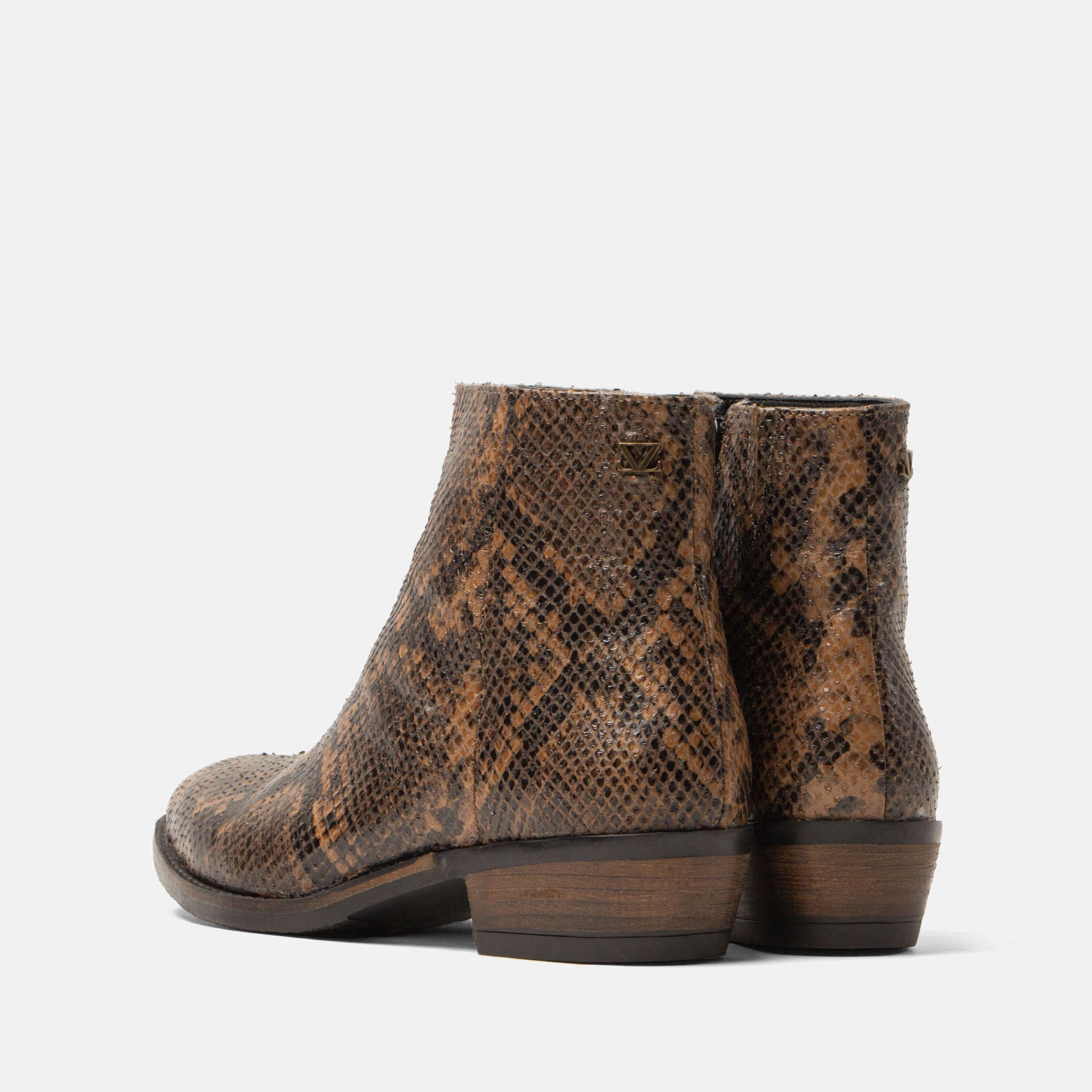 lazamani-beverly-damen-leder-stiefeletten-biscuit-schlangen-optik-blockabsatz image 4