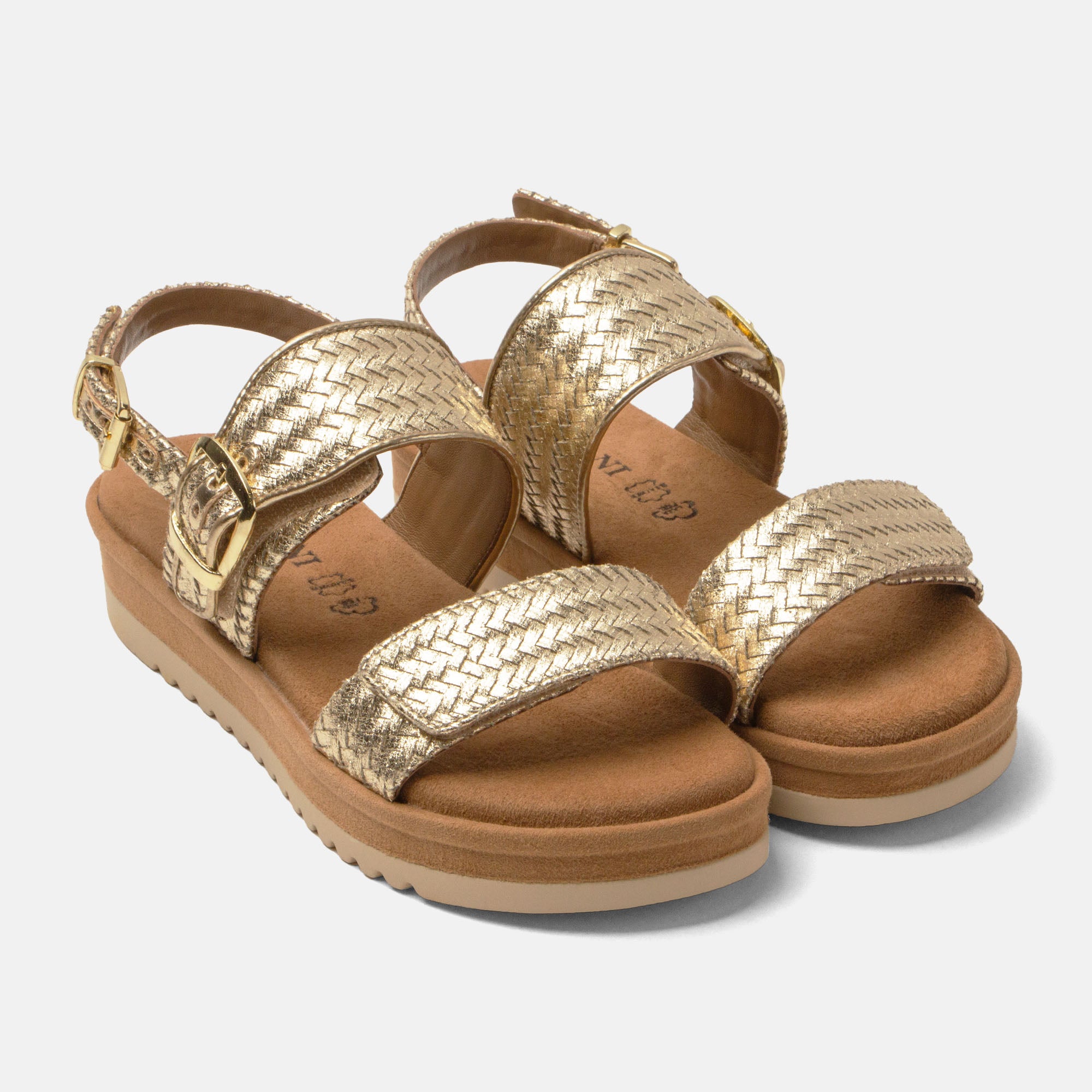 lazamani-fenna-damen-plateau-sandalen-gold-elegant-mit-kombi-verschluss image 2