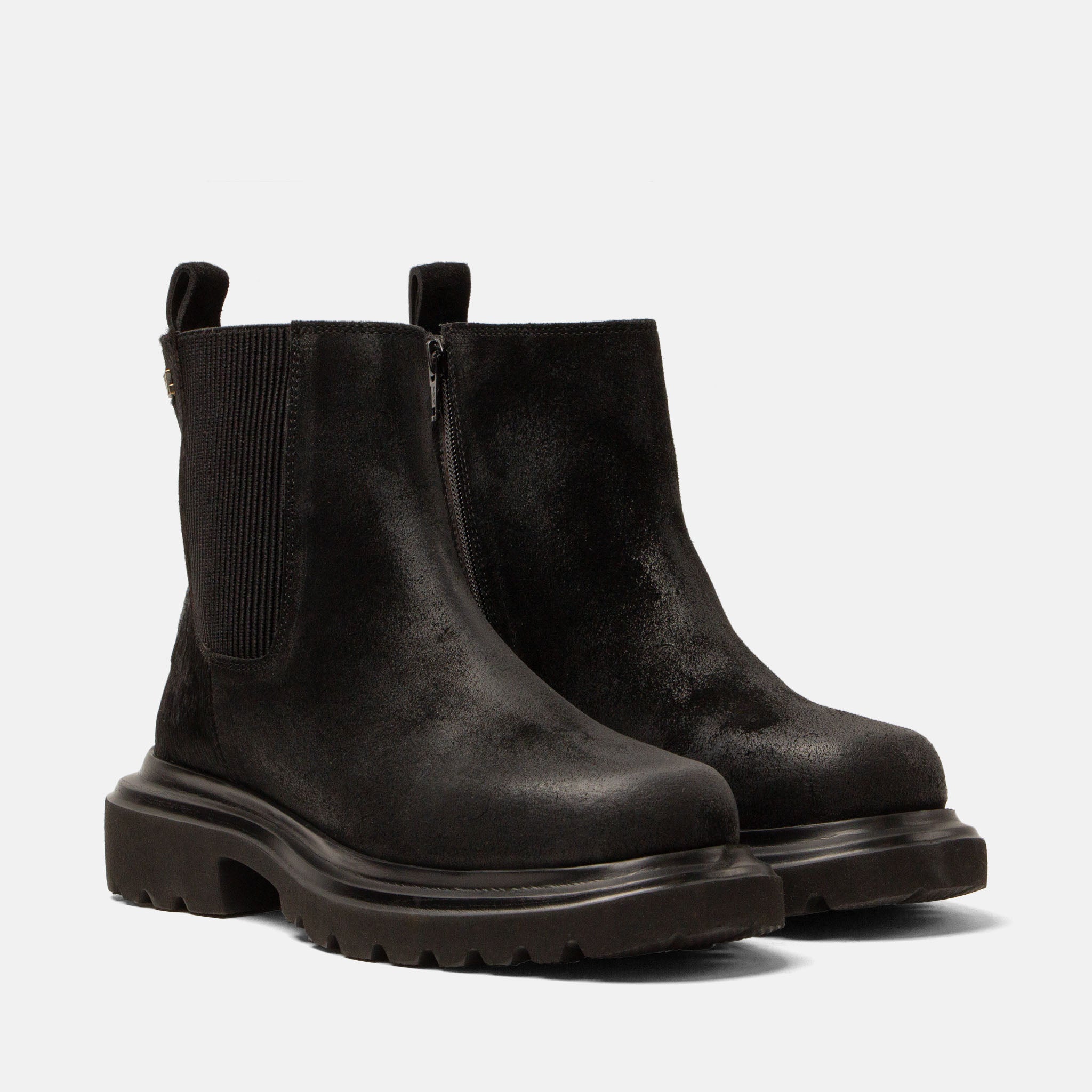 lazamani-haidy-damen-wildleder-boots-schwarz-veloursleder-mit-ponyfell image 2