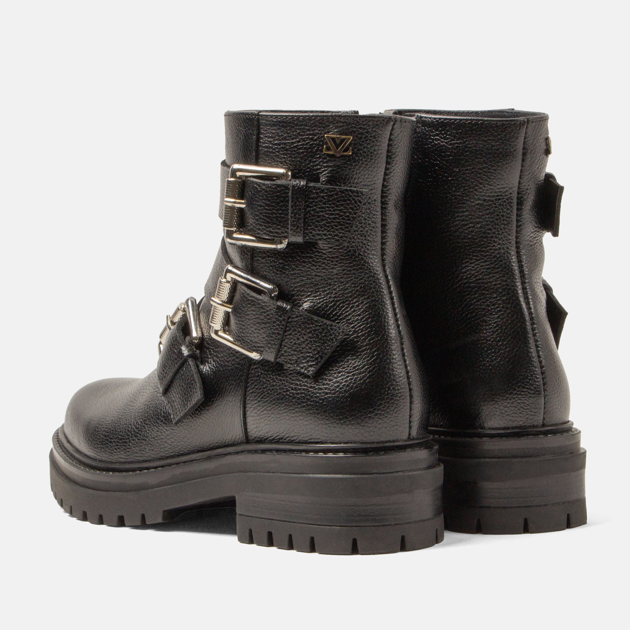 lazamani-reina-damen-leder-biker-boots-black-mit-blockabsatz image 3