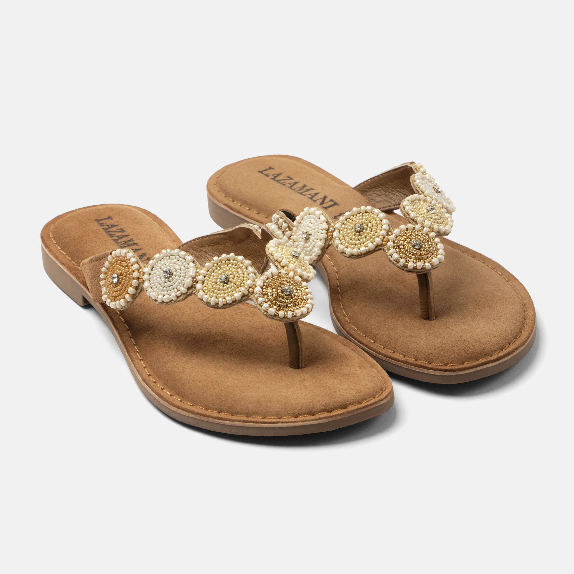 lazamani-loua-damen-wildleder-zehentrenner-beige image 3