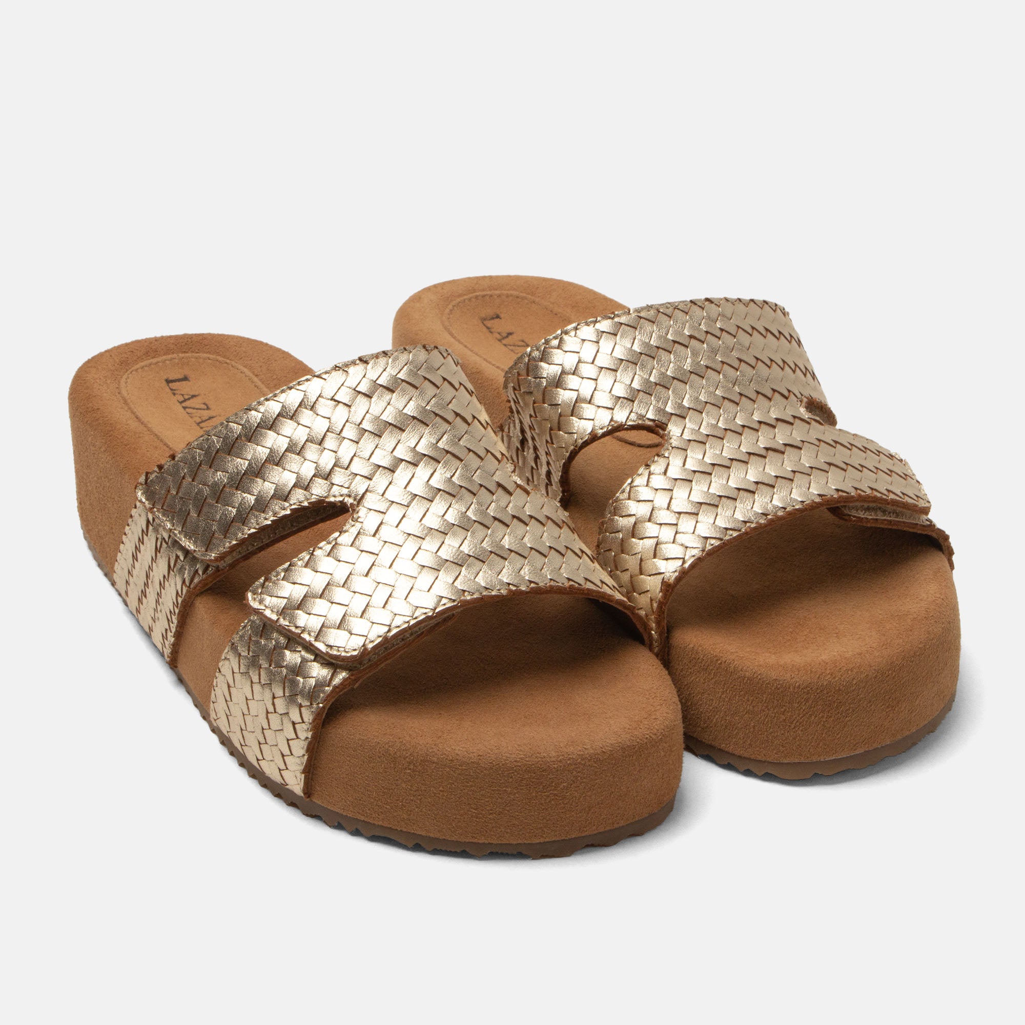 lazamani-mille-damen-leder-pantoletten-gold image 2
