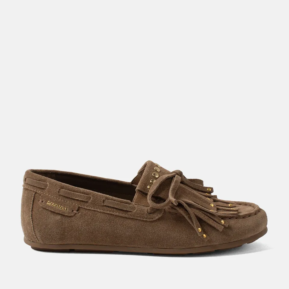 lazamani-belle-damen-wildleder-mokassins-khaki-fransen image 1