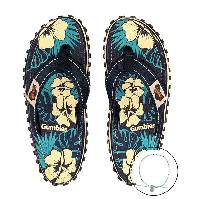 gumbies-islander-blue-hibiscus-zehentrenner-damen-mit-cali-surf-fu-kettchen-set image 1