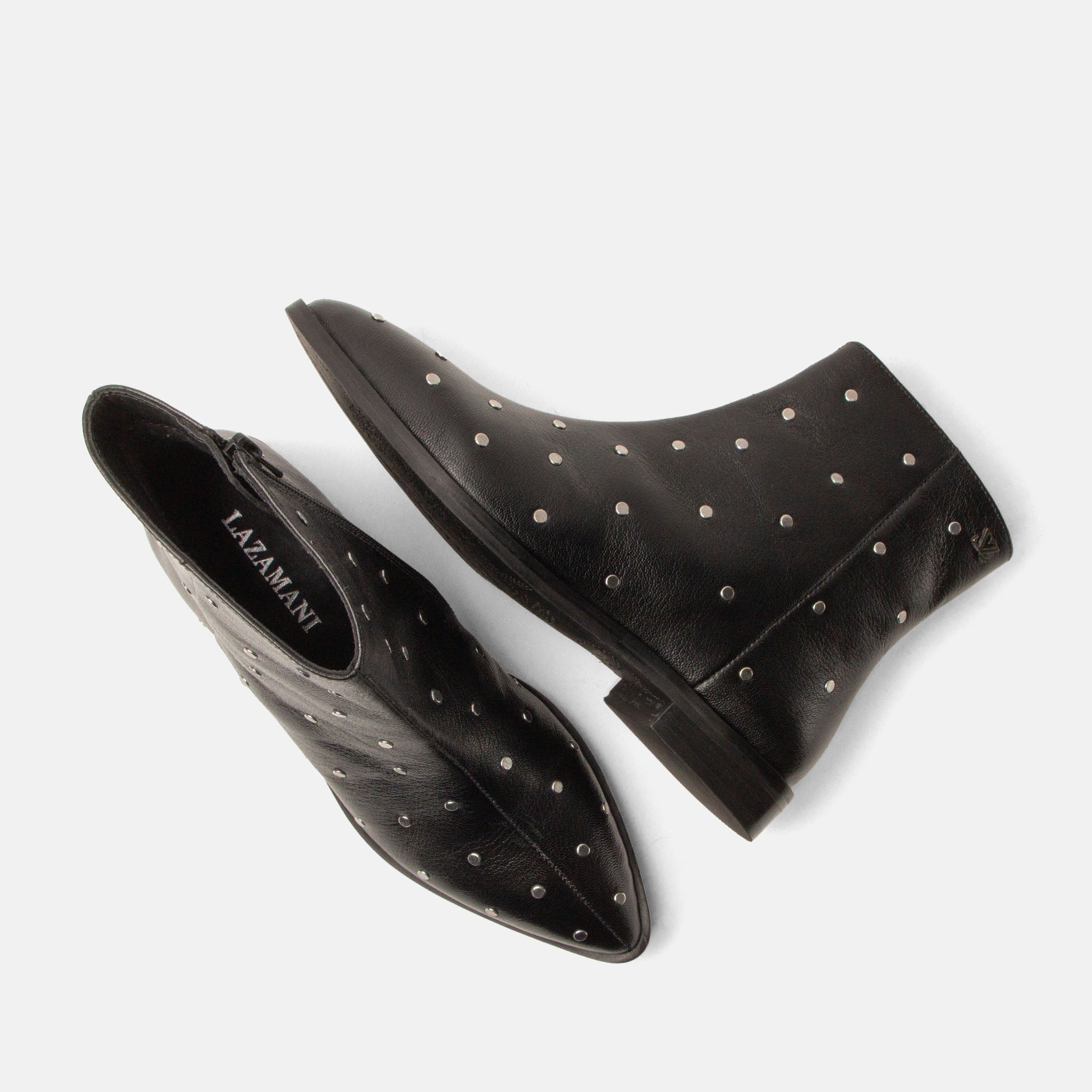 lazamani-dana-damen-leder-stiefeletten-black-nieten-blockabsatz image 4