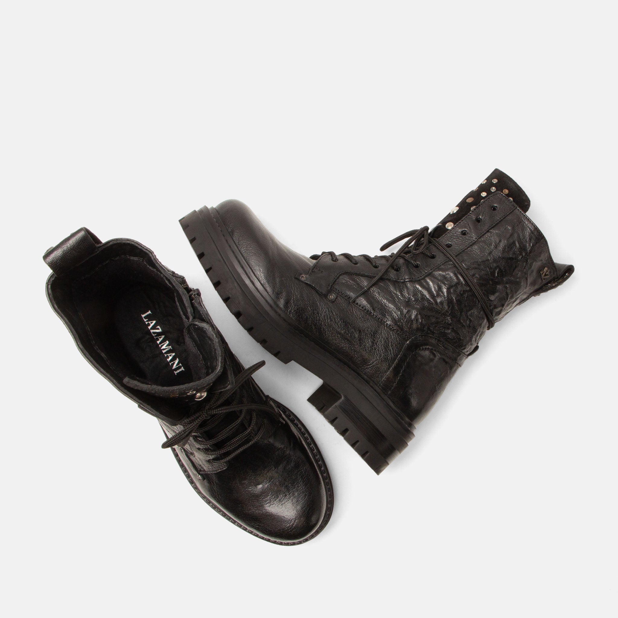 lazamani-lex-damen-leder-schn-rboots-black image 4