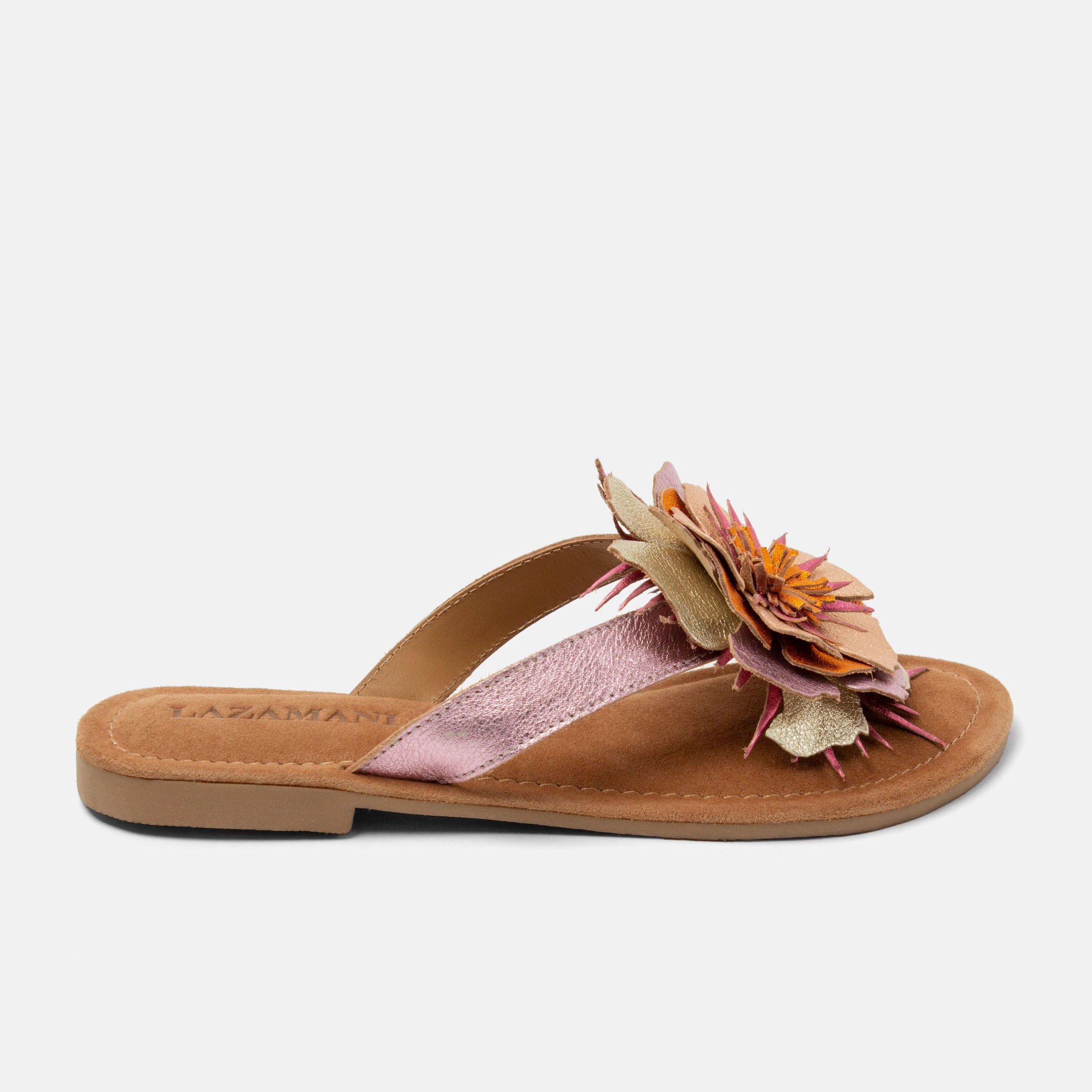 lazamani-hilde-damen-leder-zehentrenner-rose image 1