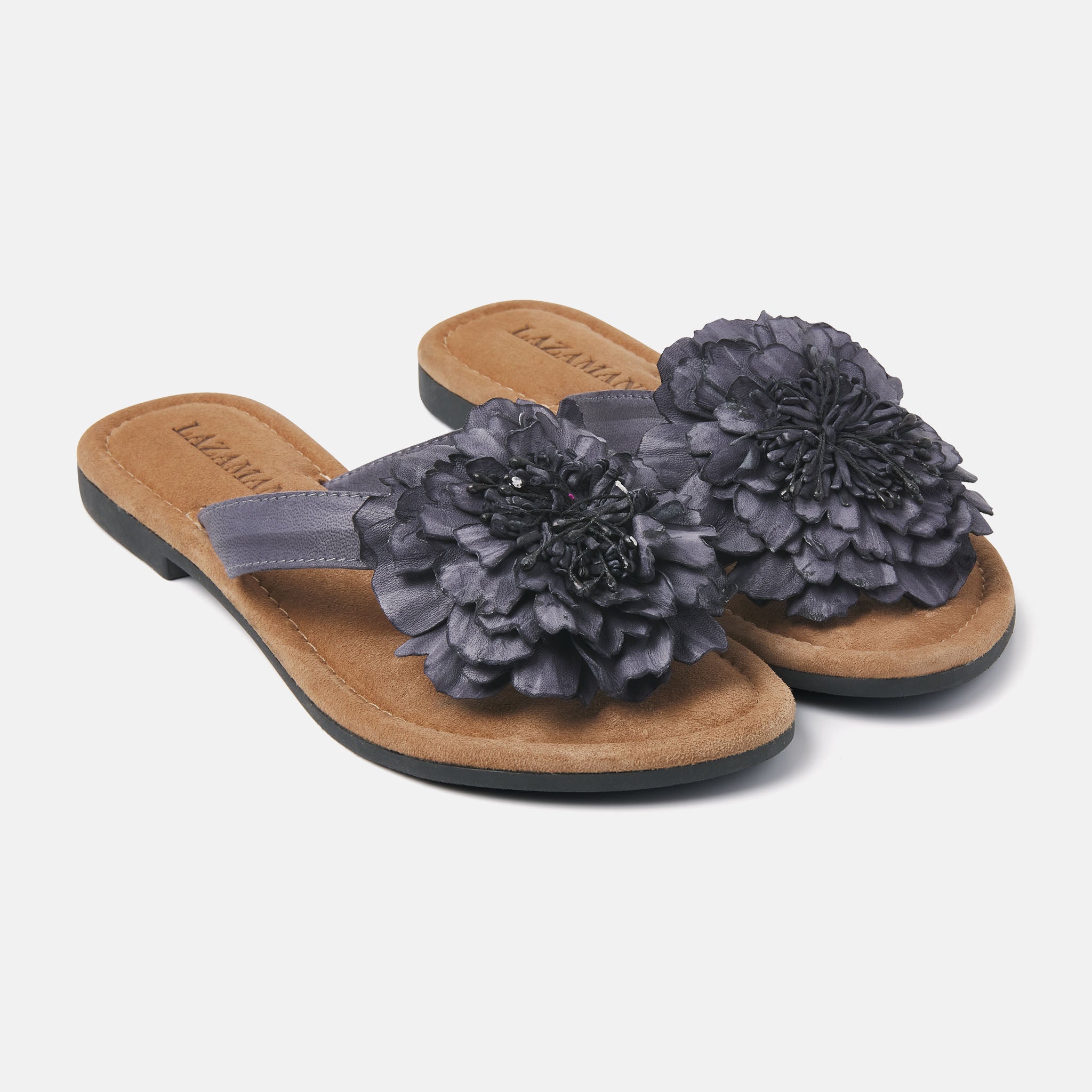 lazamani-dalia-damen-leder-zehentrenner-schwarz-flache-flip-flops image 3