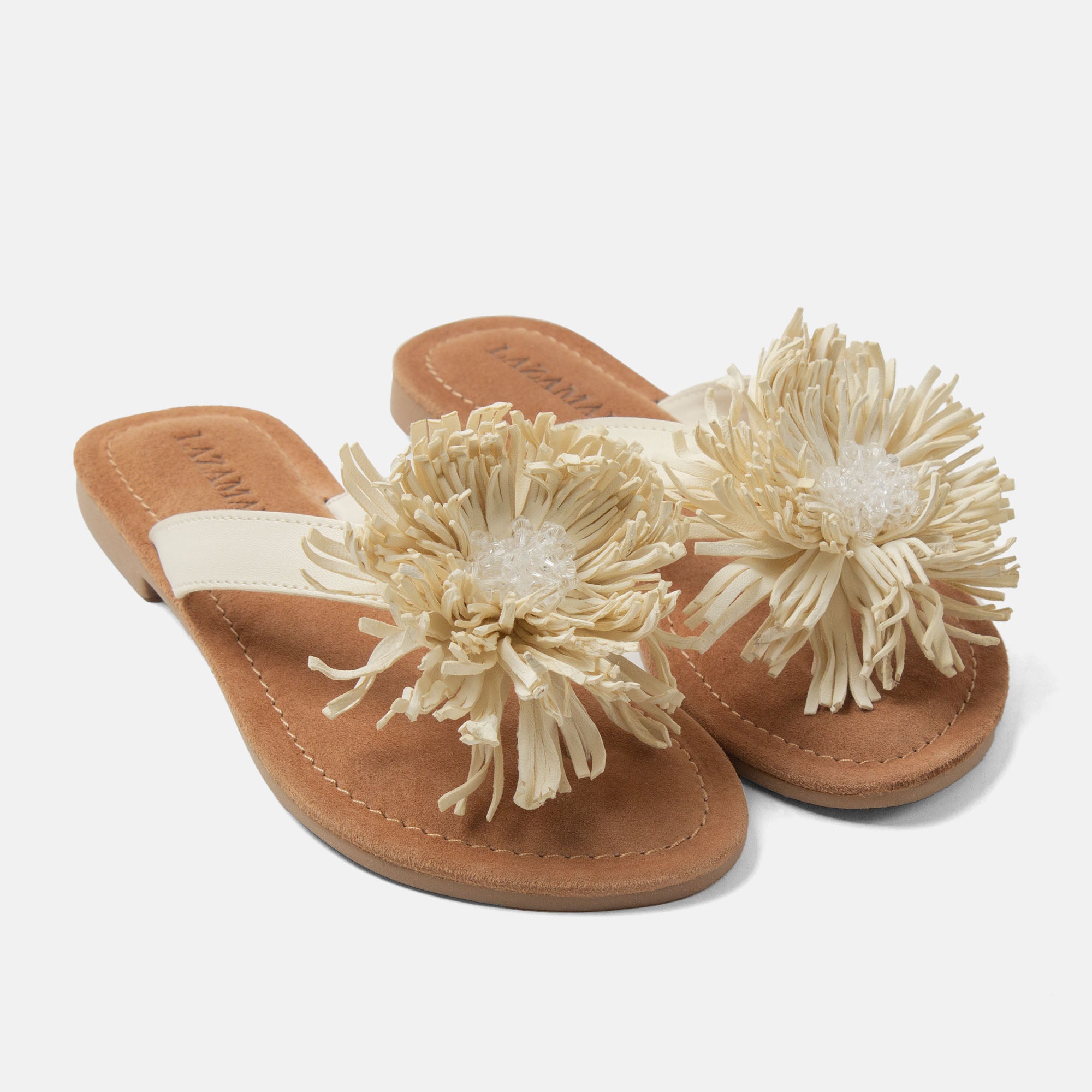 lazamani-roza-damen-leder-zehentrenner-offwhite image 3