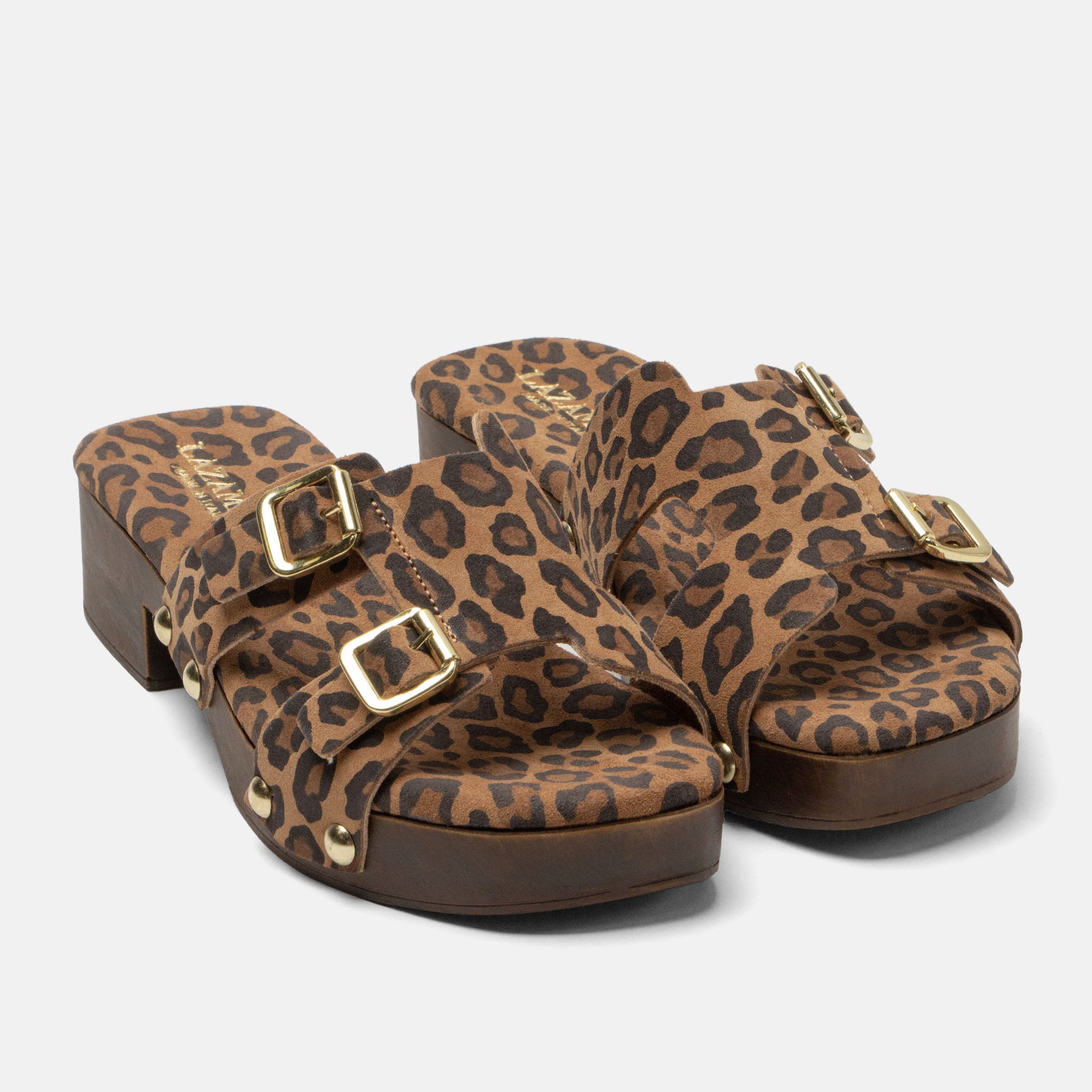 lazamani-aria-damen-wildleder-clogs-leopard image 3