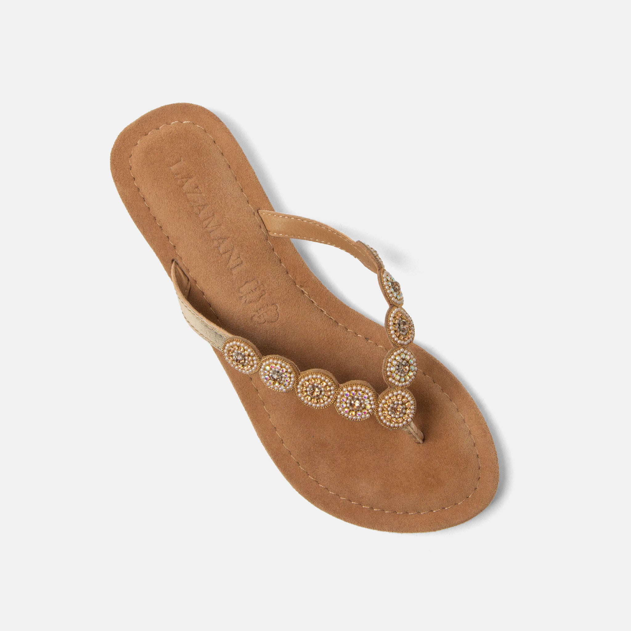 lazamani-lea-damen-leder-zehentrenner-gold image 3