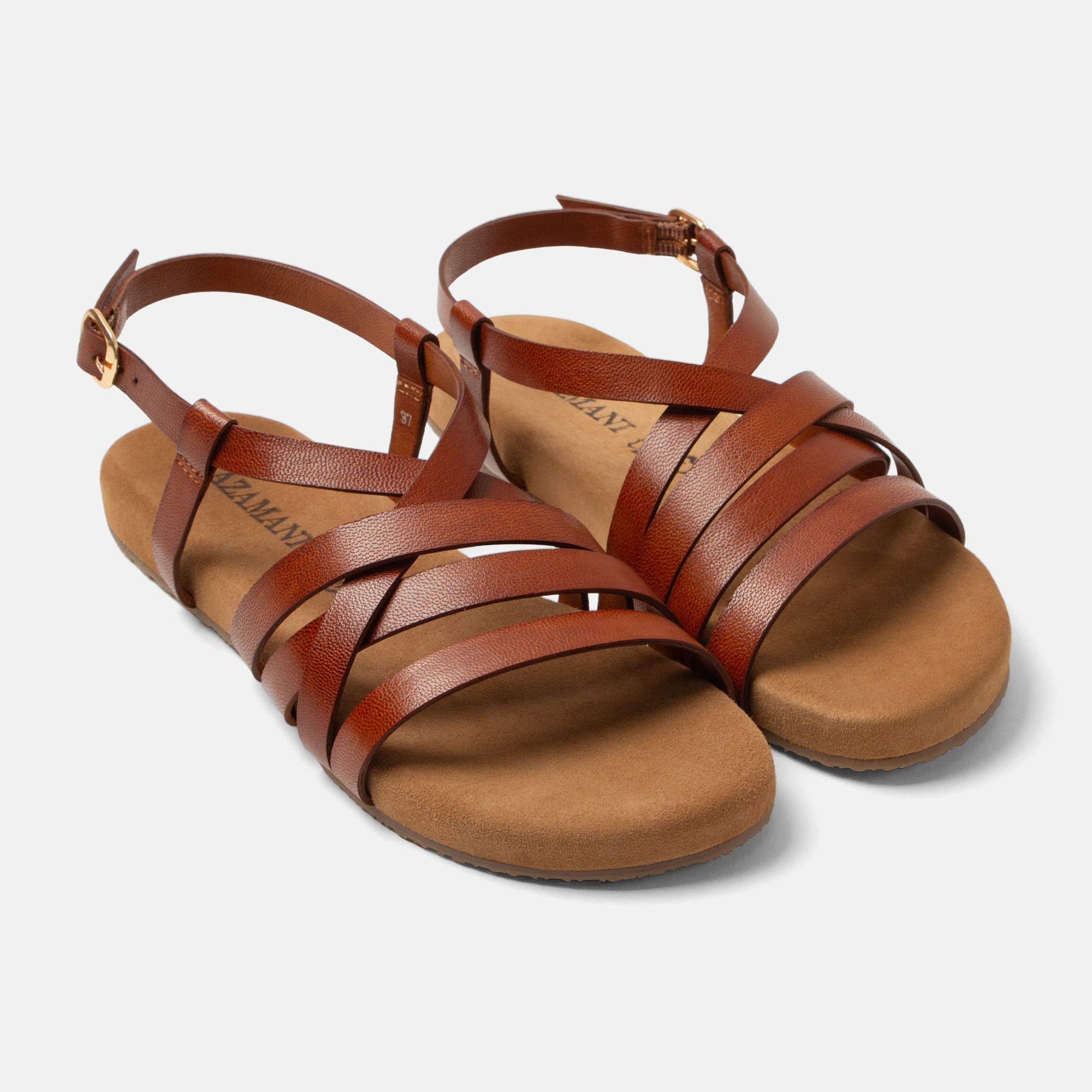 lazamani-lotta-damen-leder-sandalen-tan-slingback image 3