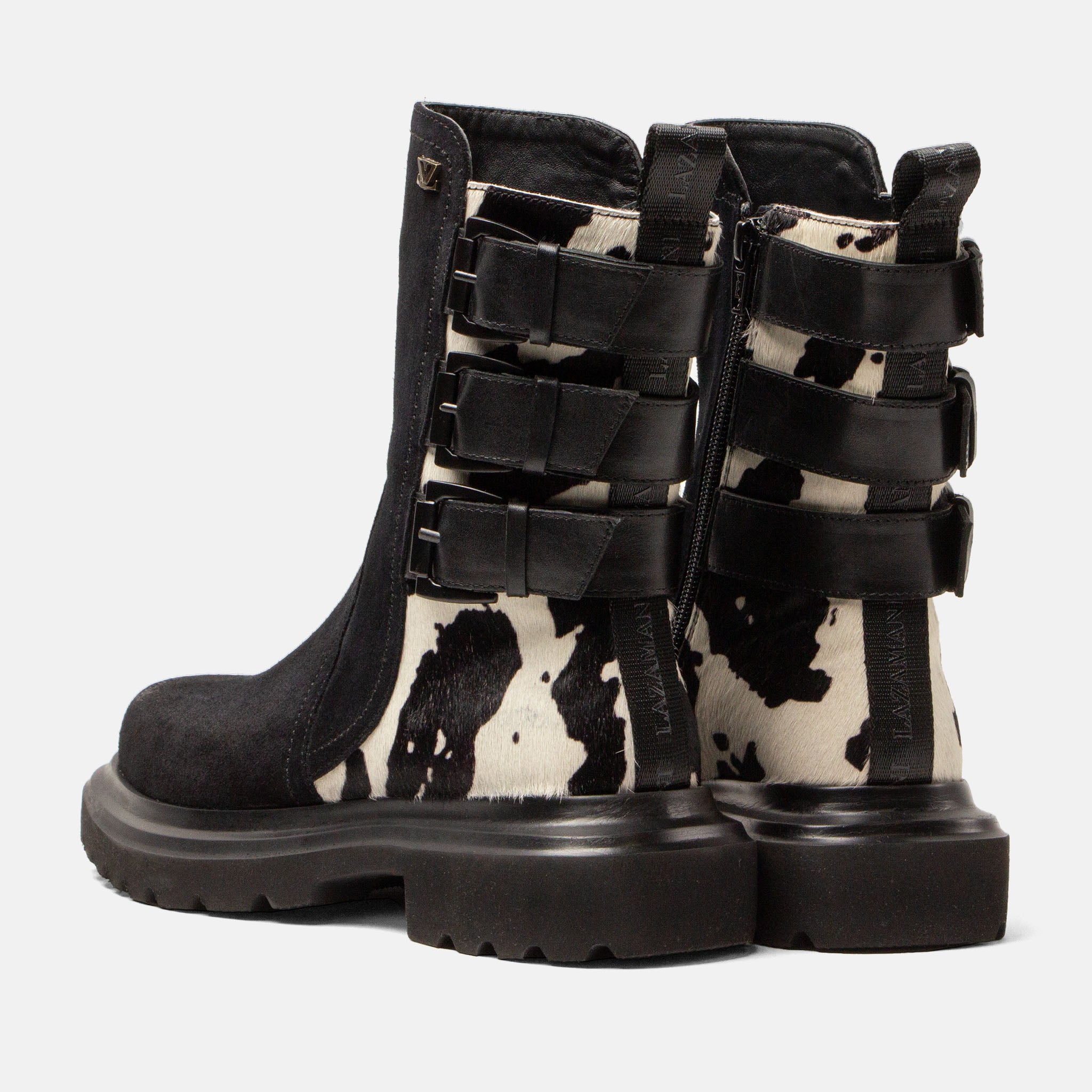 lazamani-maddy-damen-wildleder-boots-black-white-mit-blockabsatz image 4