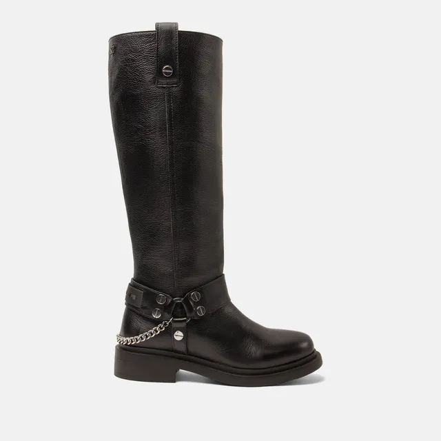lazamani-leslie-damen-leder-stiefel-black-blockabsatz-rei-verschluss image 1