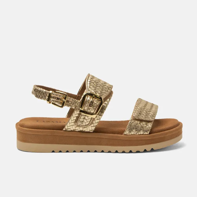 lazamani-fenna-damen-plateau-sandalen-gold-elegant-mit-kombi-verschluss image 1