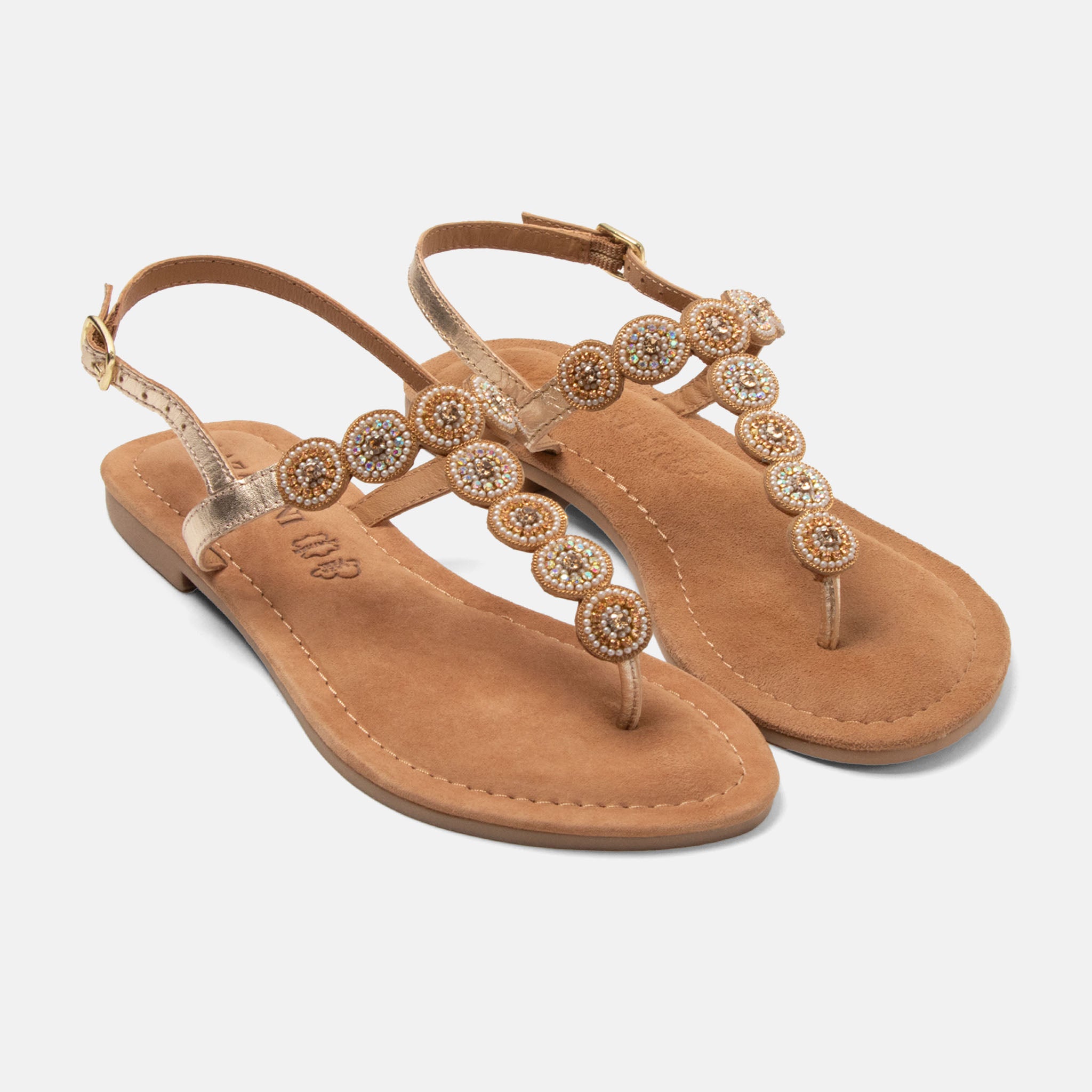 lazamani-luz-damen-leder-sandalen-gold-cognac image 3