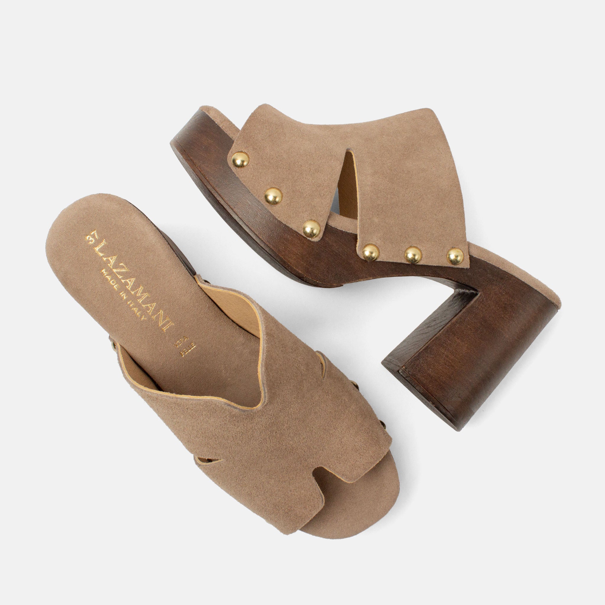 lazamani-juna-damen-wildleder-clogs-taupe image 4