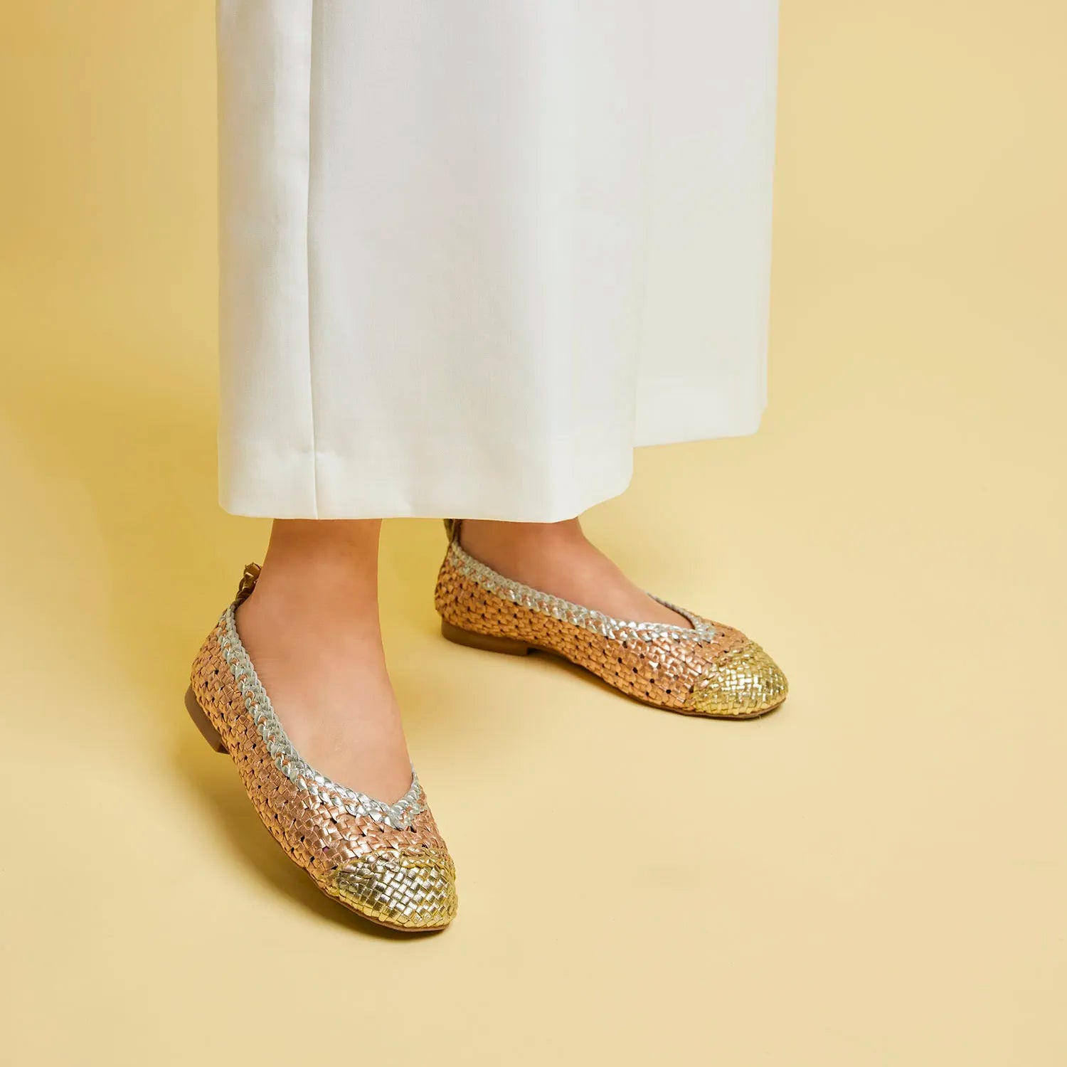 lazamani-brisa-damen-leder-ballerinas-peach-gewebt image 2