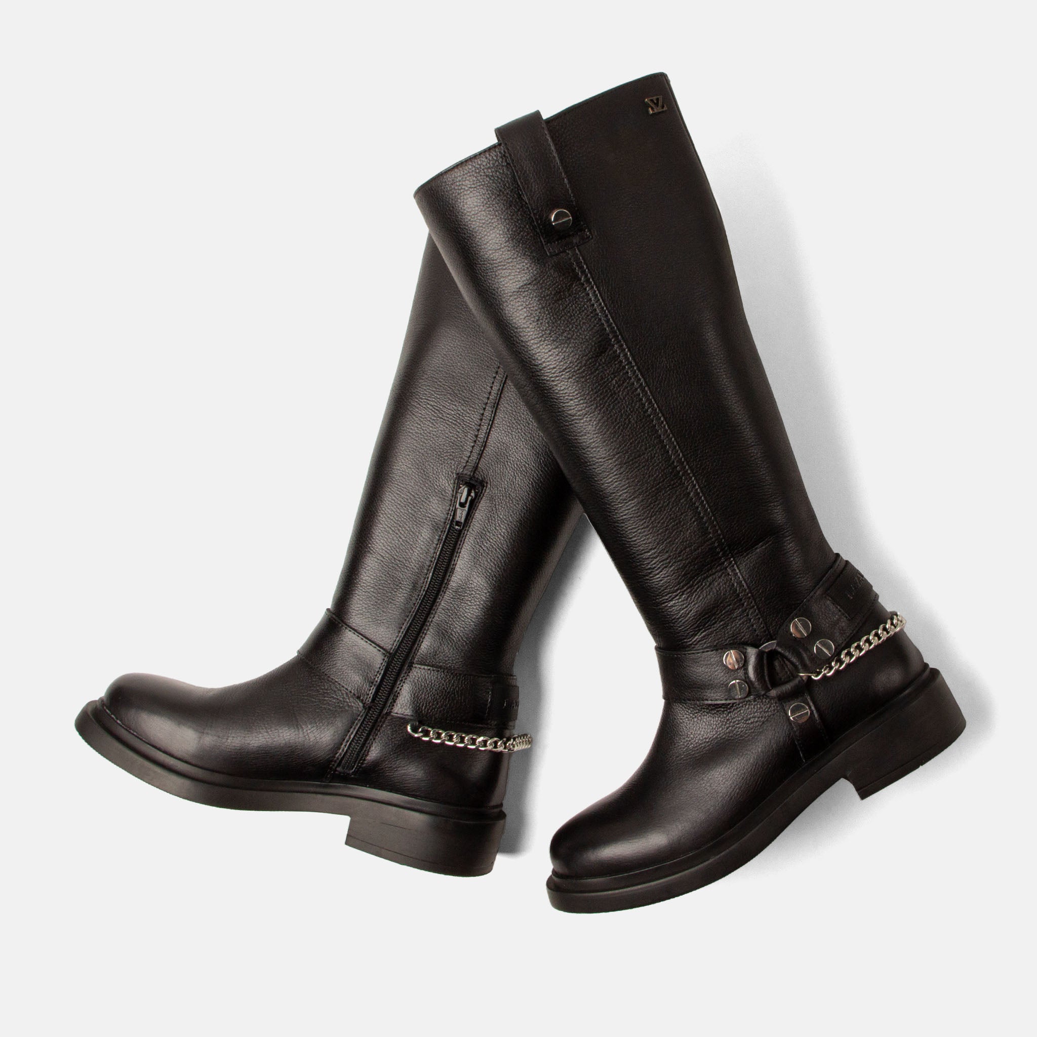 lazamani-leslie-damen-leder-stiefel-black-blockabsatz-rei-verschluss image 5