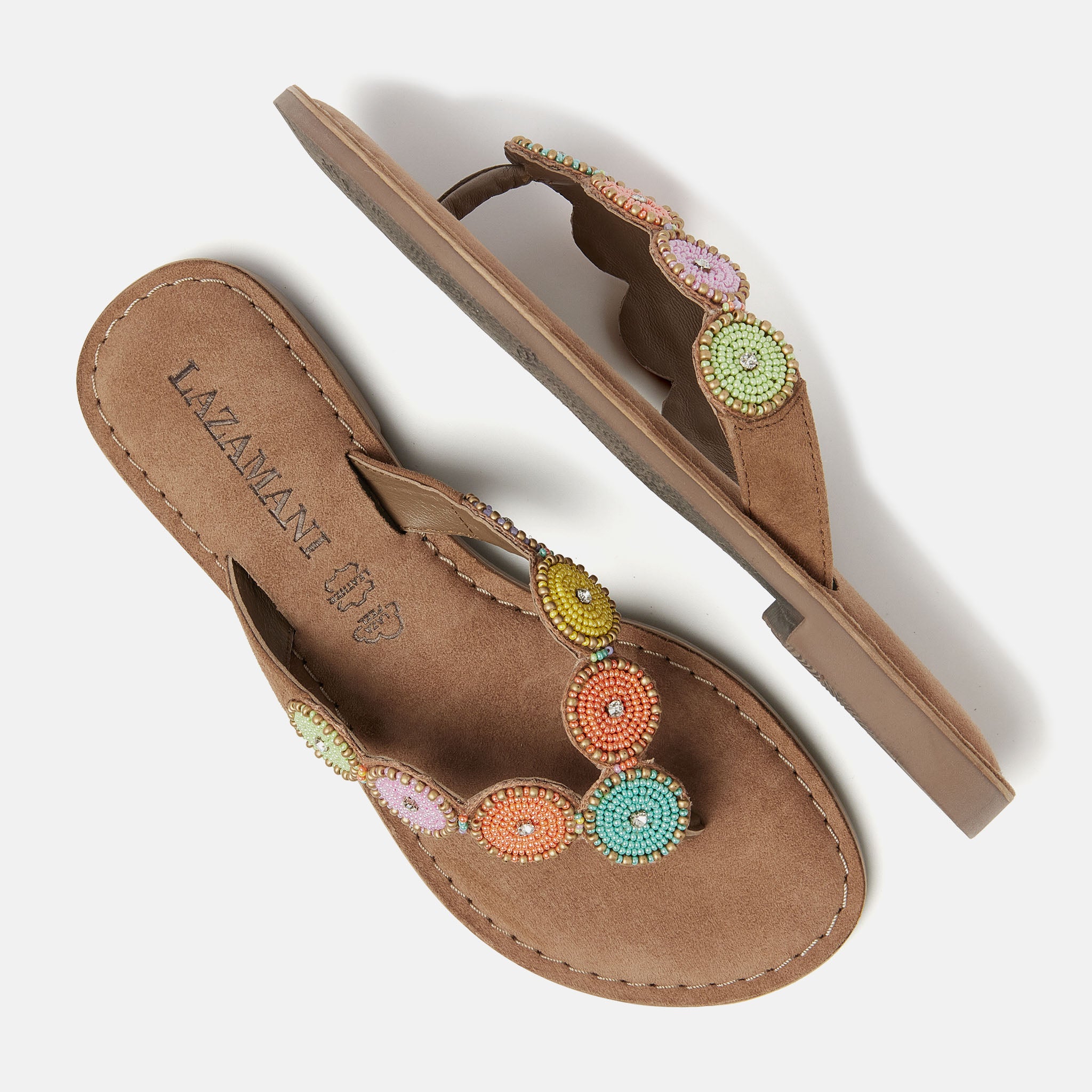 lazamani-luna-damen-wildleder-zehentrenner-multi image 3