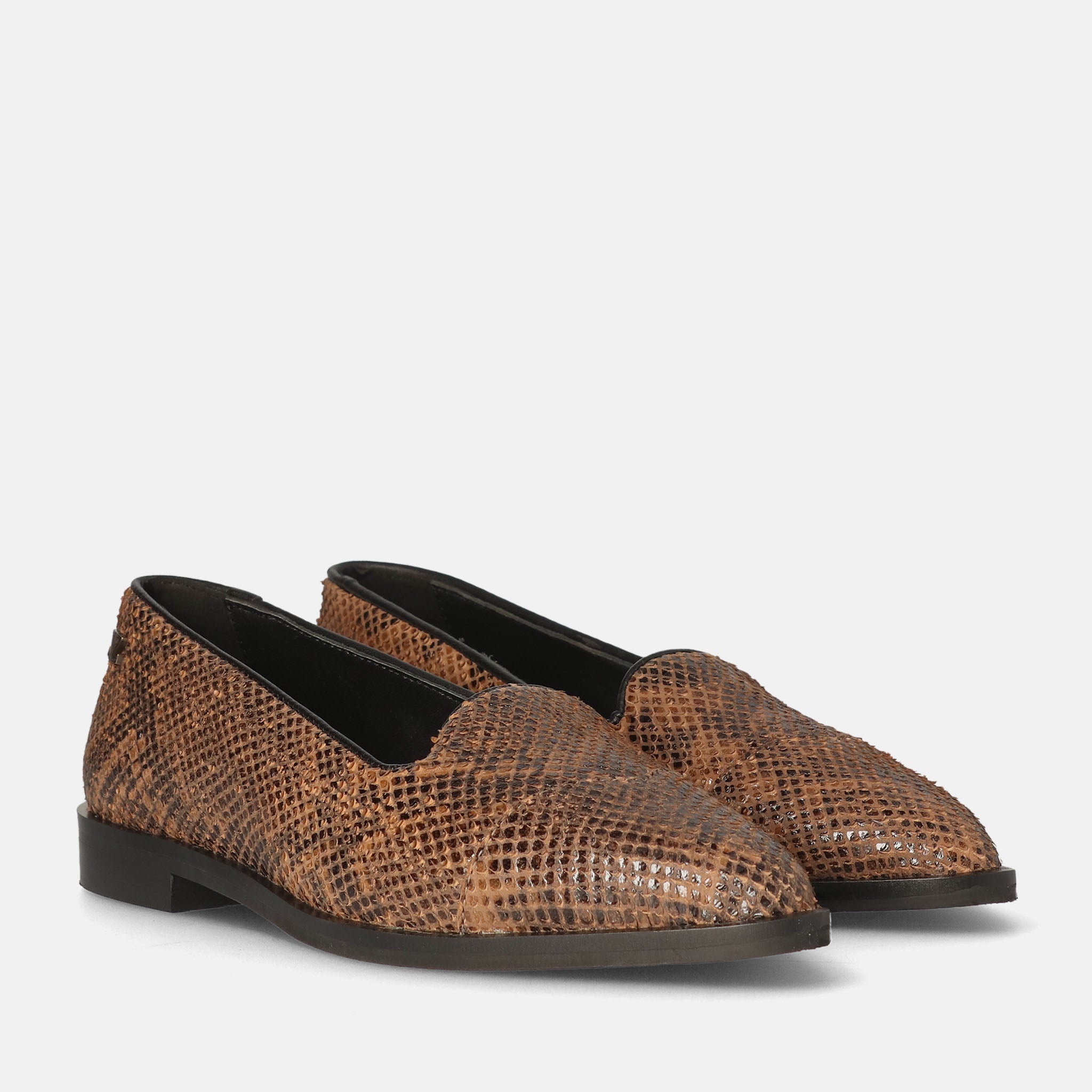 lazamani-flora-damen-leder-loafers-biscuit-snake image 2