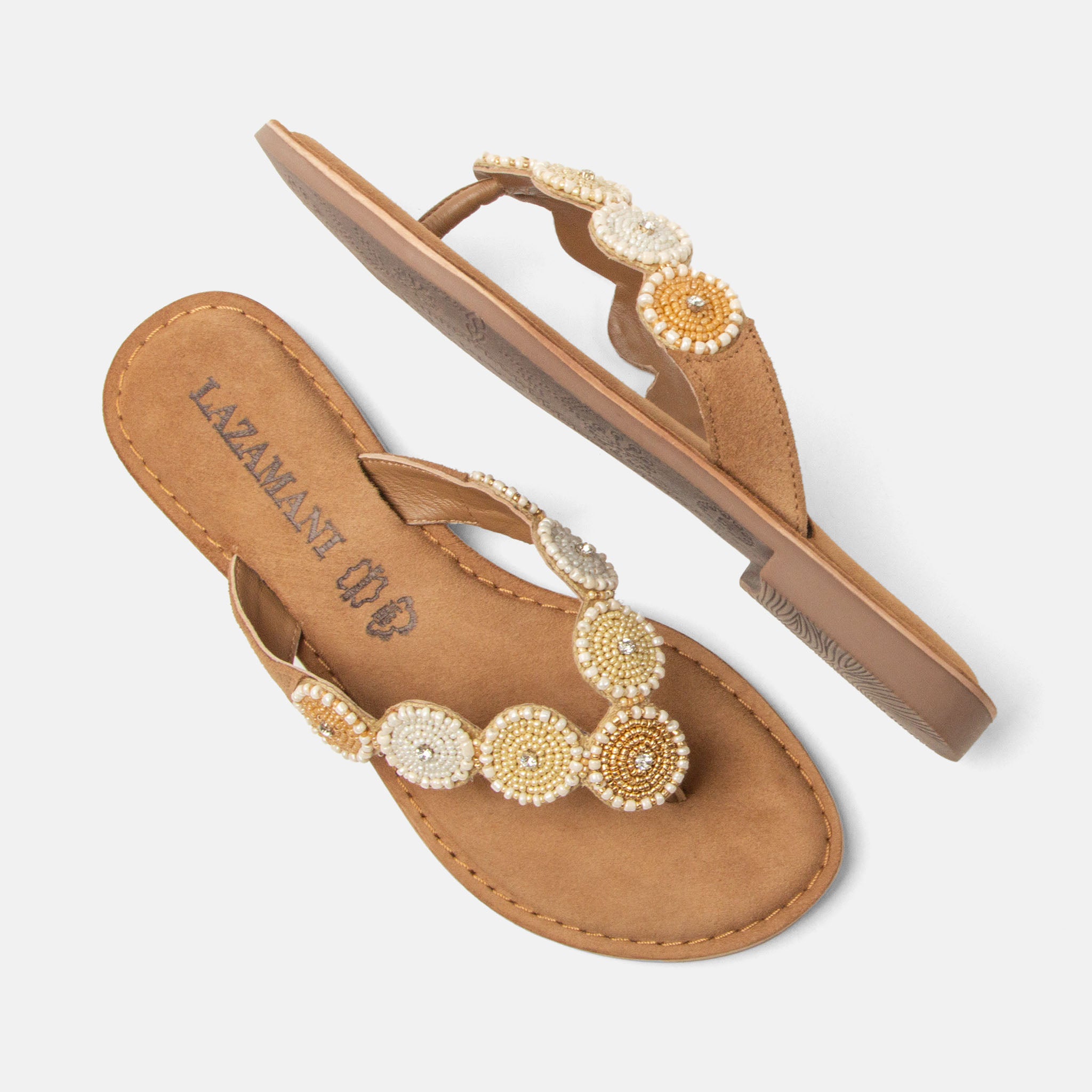 lazamani-loua-damen-wildleder-zehentrenner-beige image 4